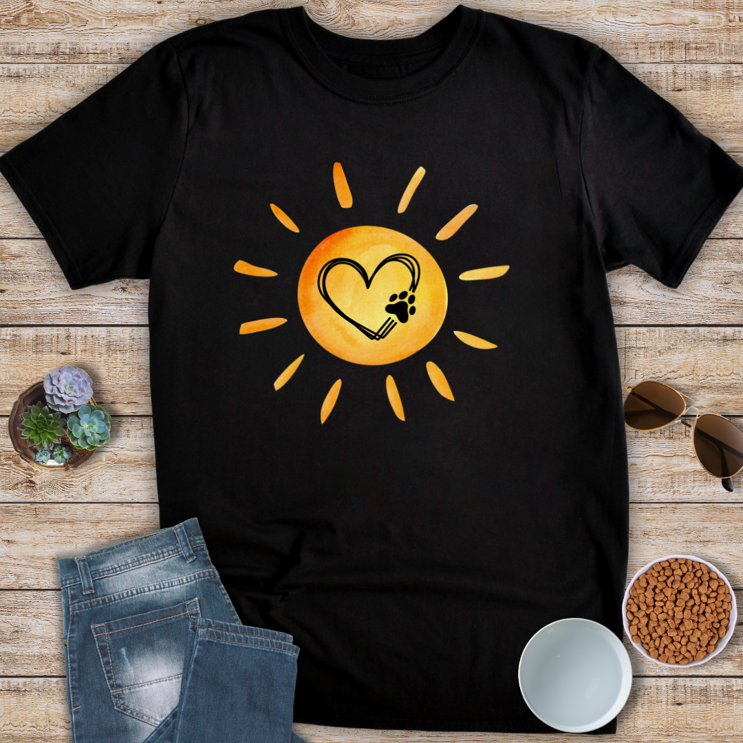 Orange Sun Paw Love T-Shirt