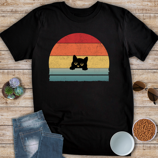 Sunset Peeking Cat T-Shirt