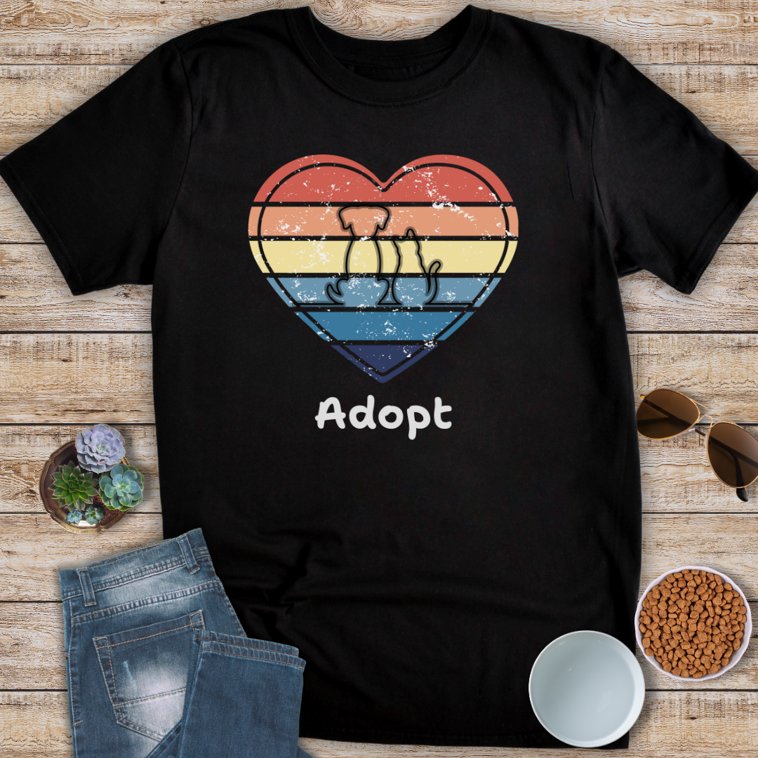 Adopt Cat and Dog Sunset T-Shirt