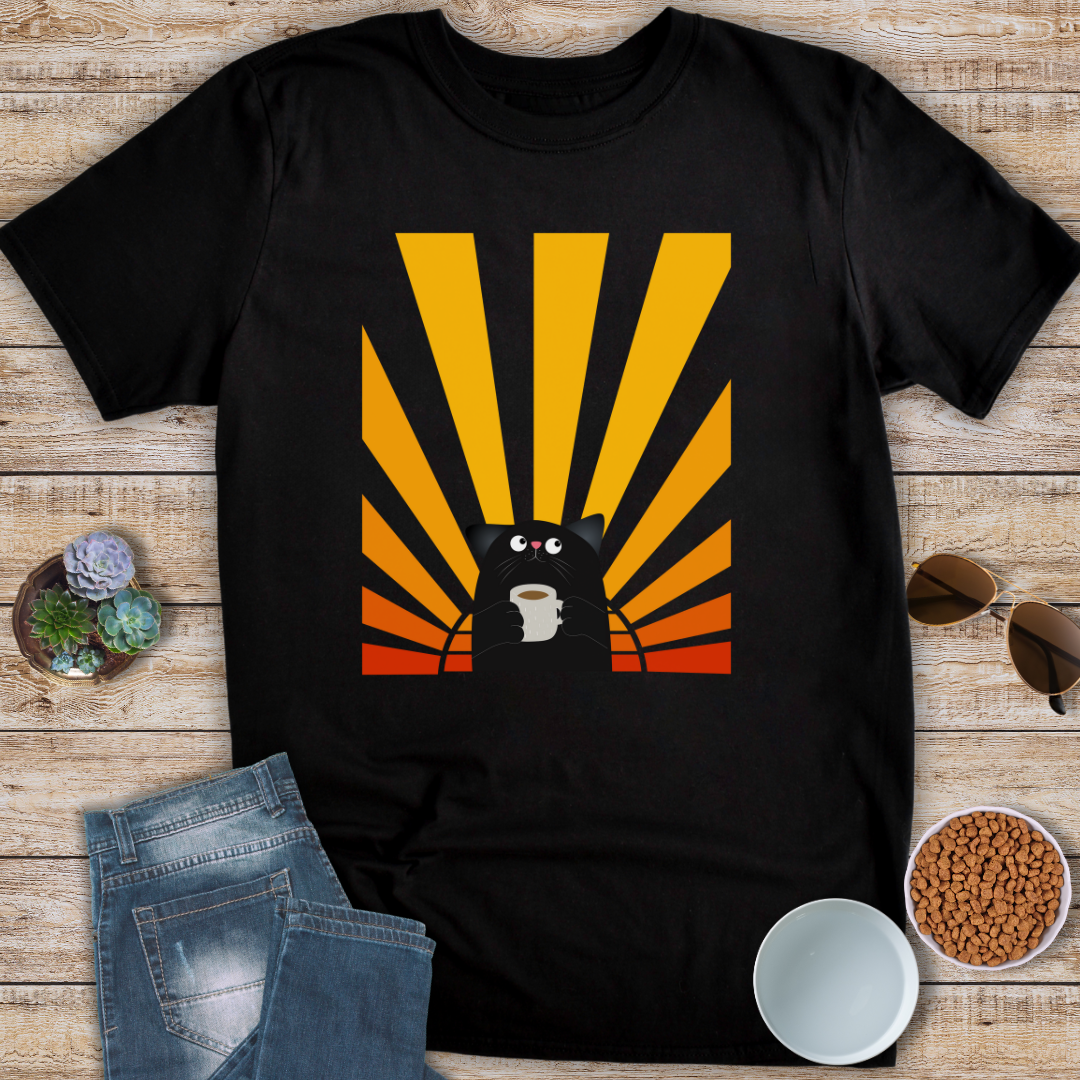 Sunrise and Coffee Cat T-Shirt