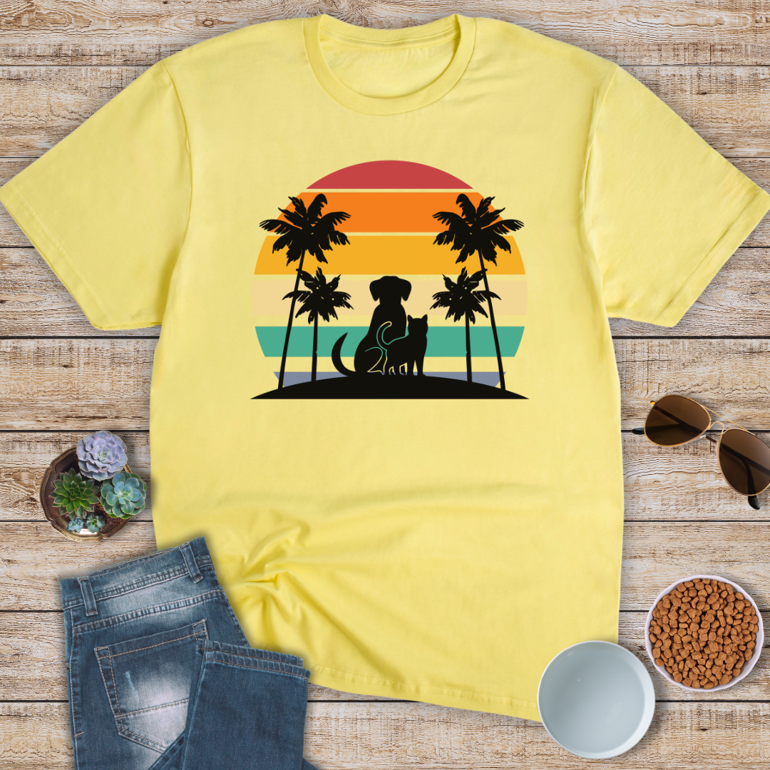 Cat and Dog Sunset T-Shirt