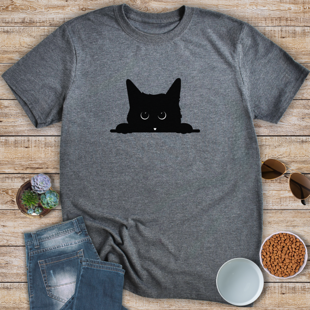 Black Cat Watching Life T-Shirt