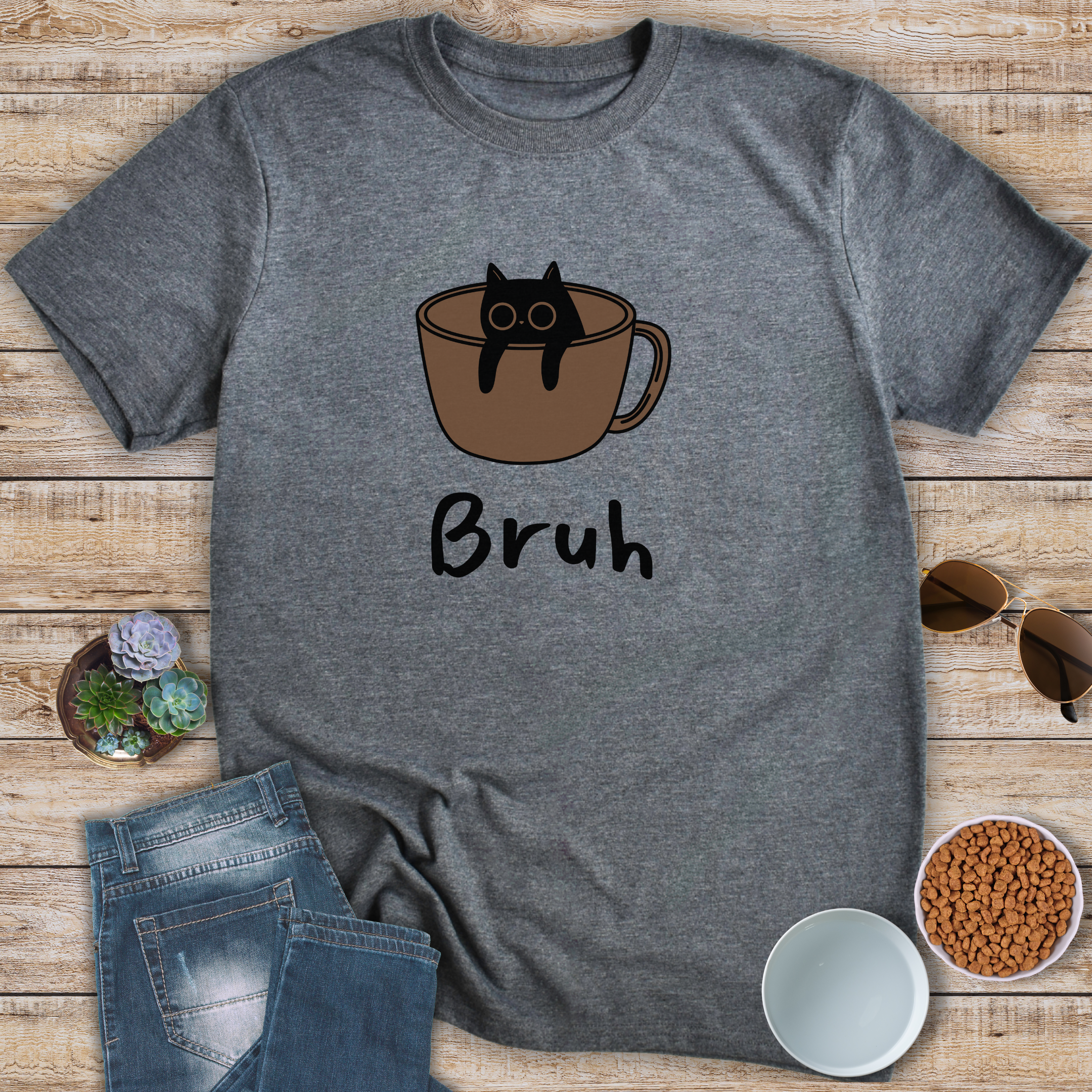 Bruh Coffee Cat T-Shirt
