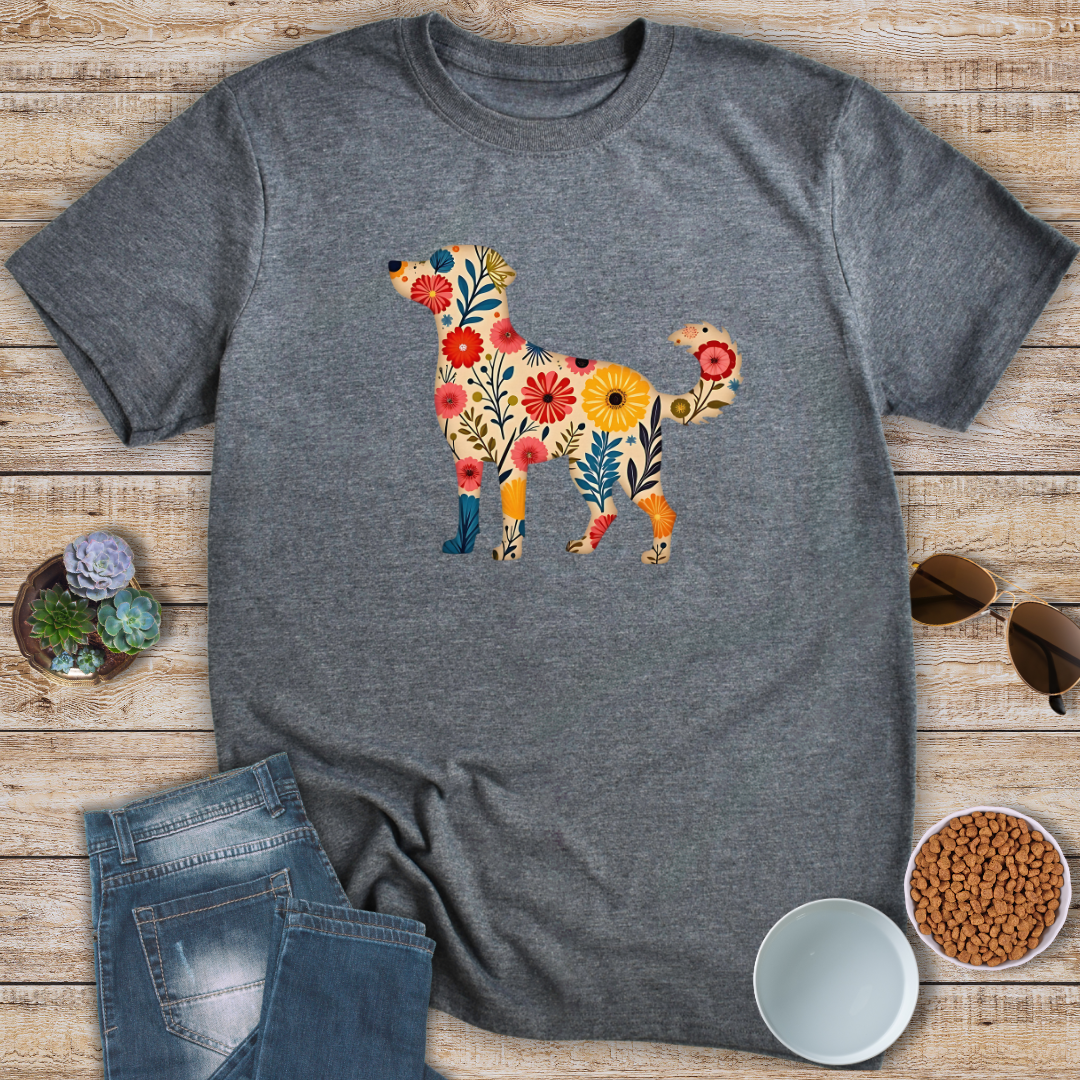Floral Dog Graphic T-Shirt