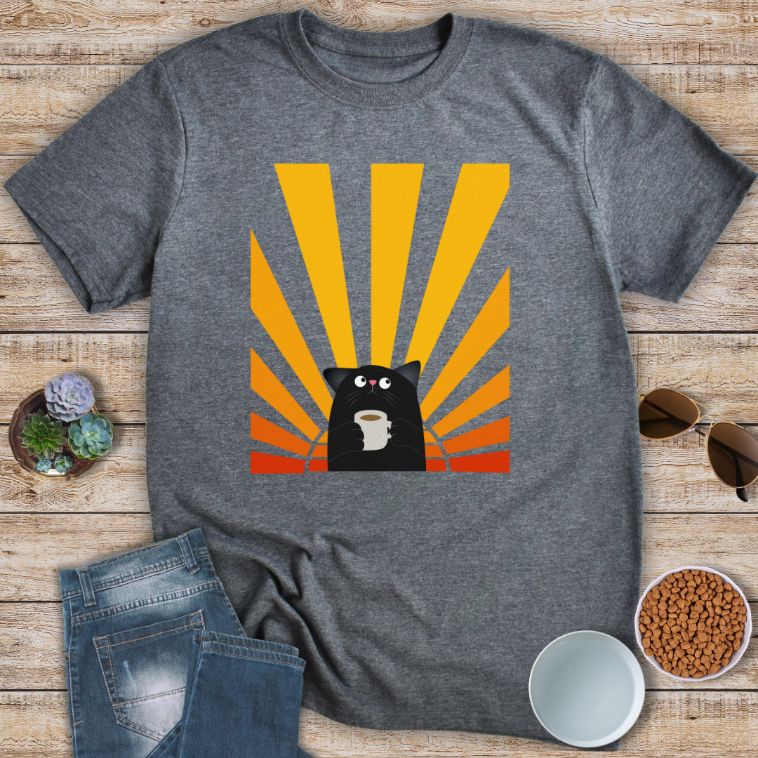 Sunrise and Coffee Cat T-Shirt