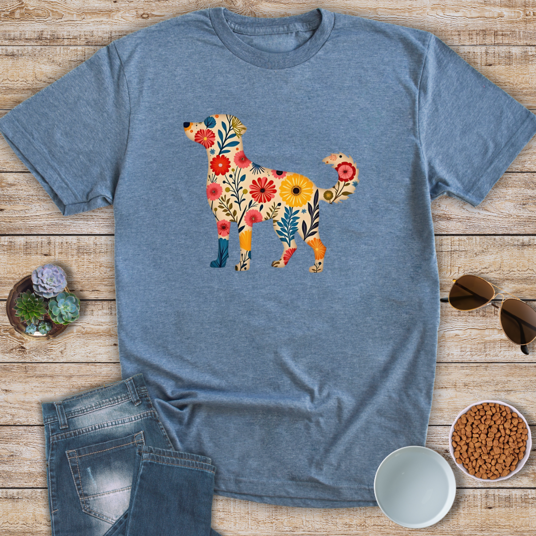 Floral Dog Graphic T-Shirt