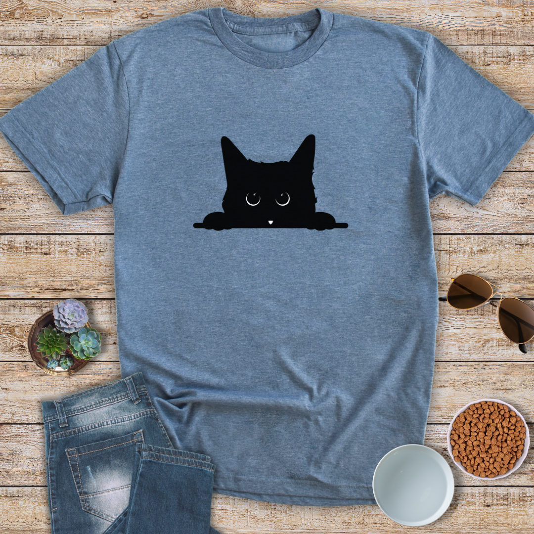 Black Cat Watching Life T-Shirt