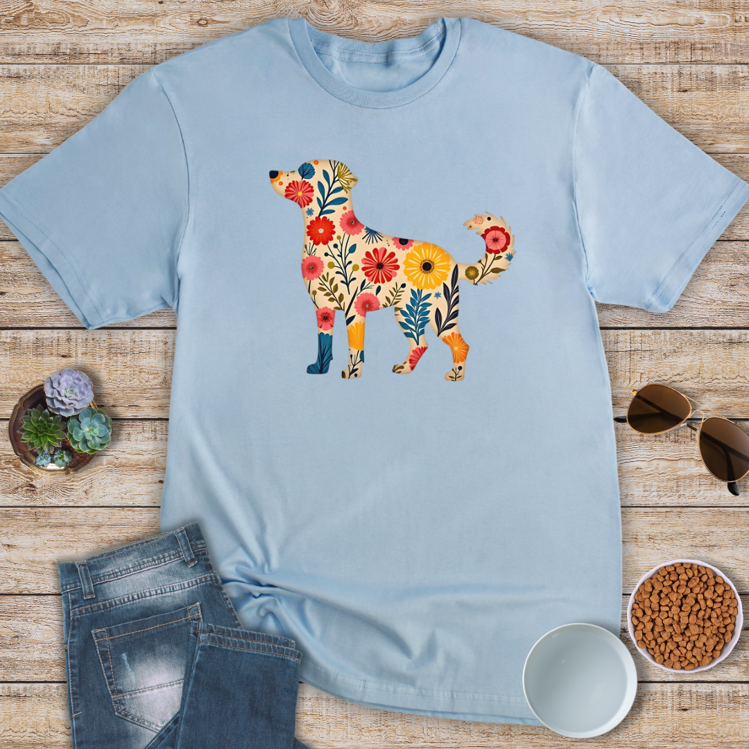 Floral Dog Graphic T-Shirt