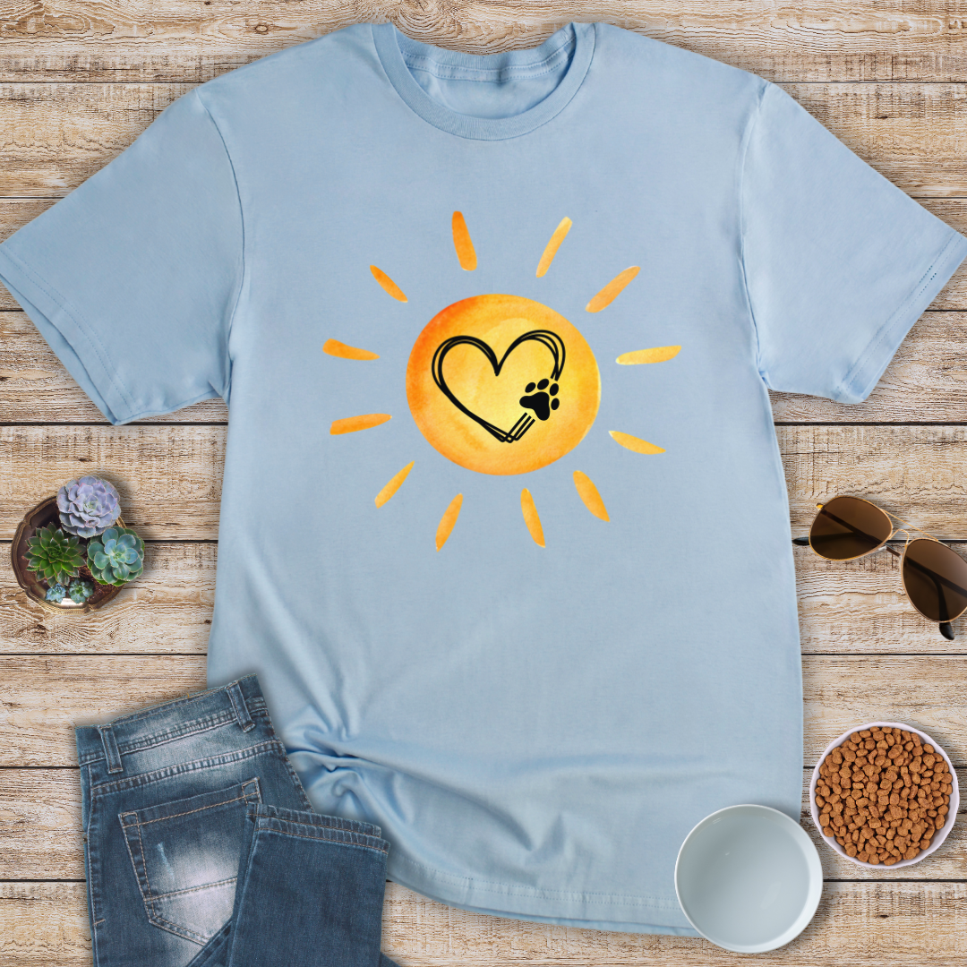 Orange Sun Paw Love T-Shirt
