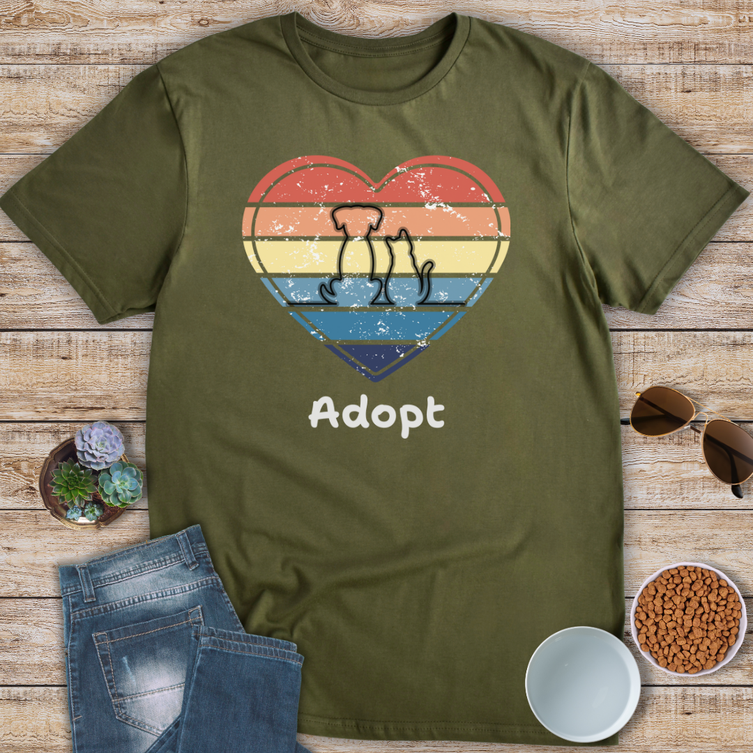 Adopt Cat and Dog Sunset T-Shirt