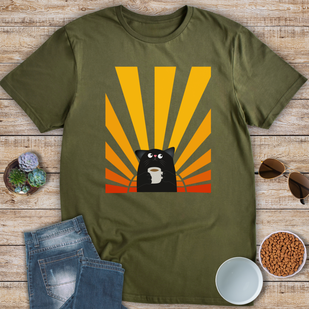 Sunrise and Coffee Cat T-Shirt