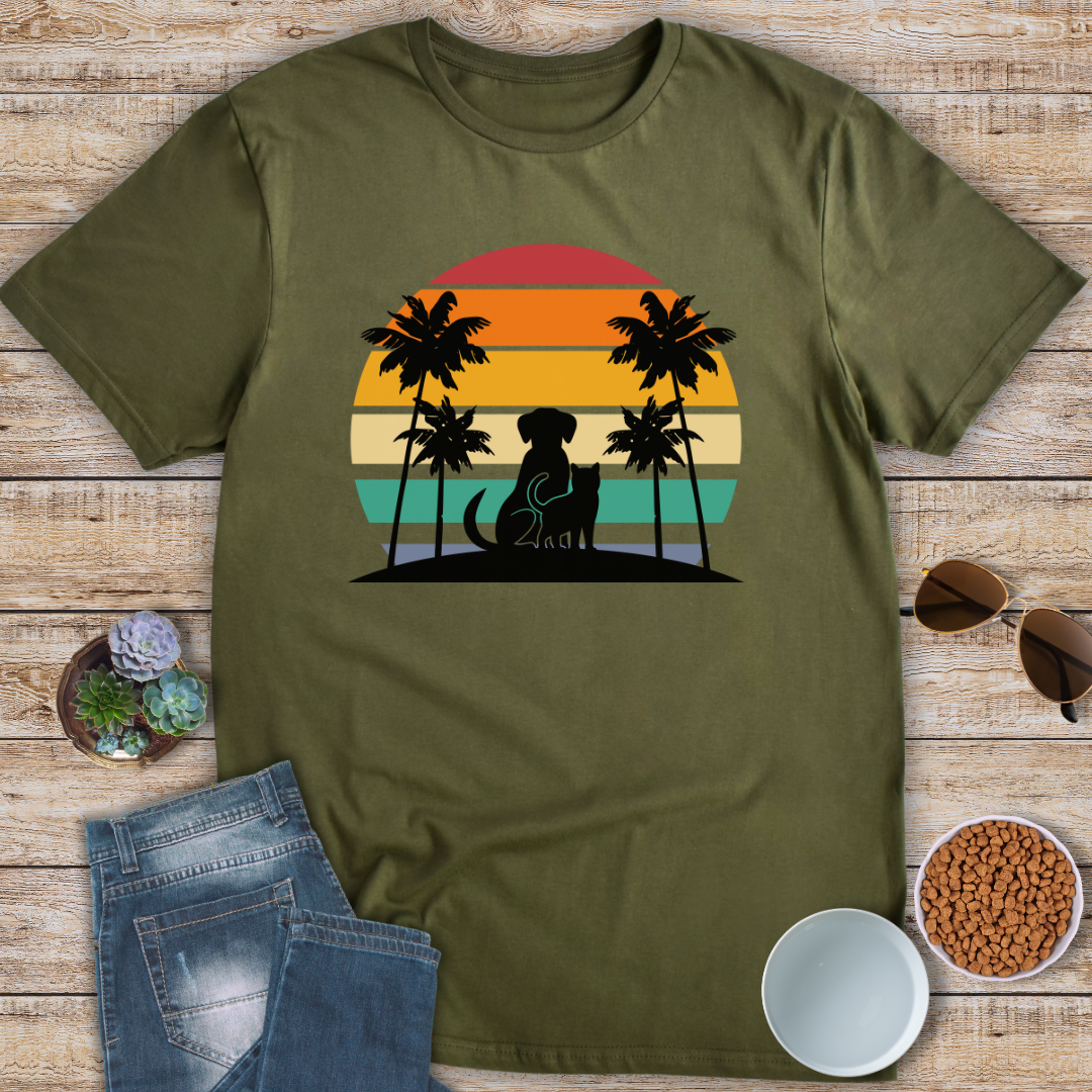 Cat and Dog Sunset T-Shirt