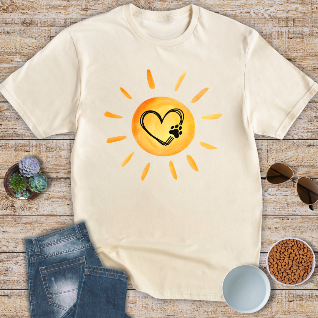 Orange Sun Paw Love T-Shirt