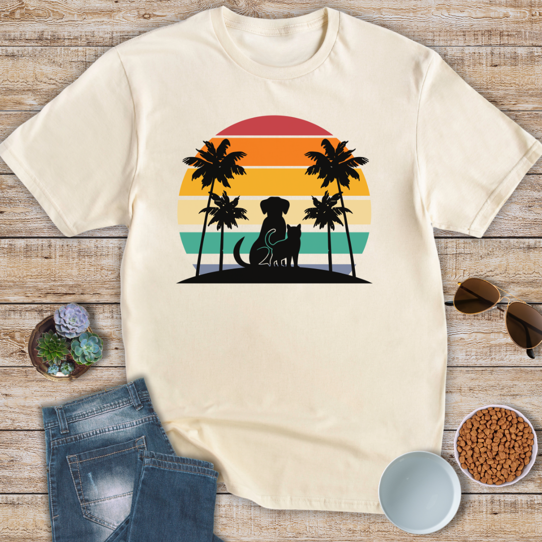 Cat and Dog Sunset T-Shirt