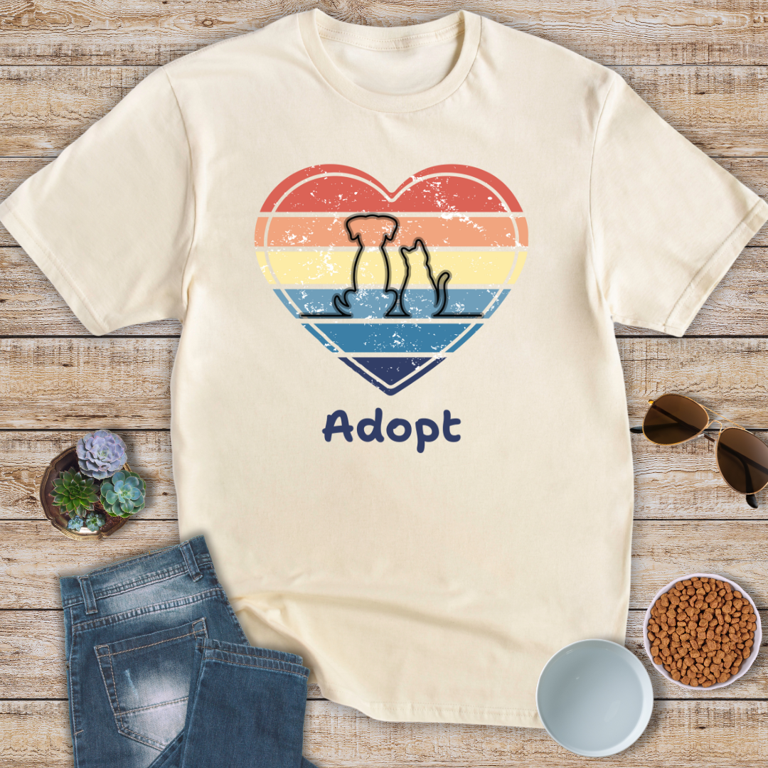 Adopt Cat and Dog Sunset T-Shirt