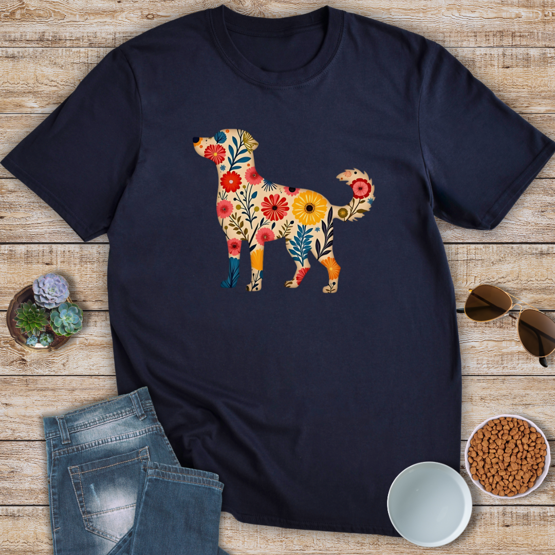 Floral Dog Graphic T-Shirt