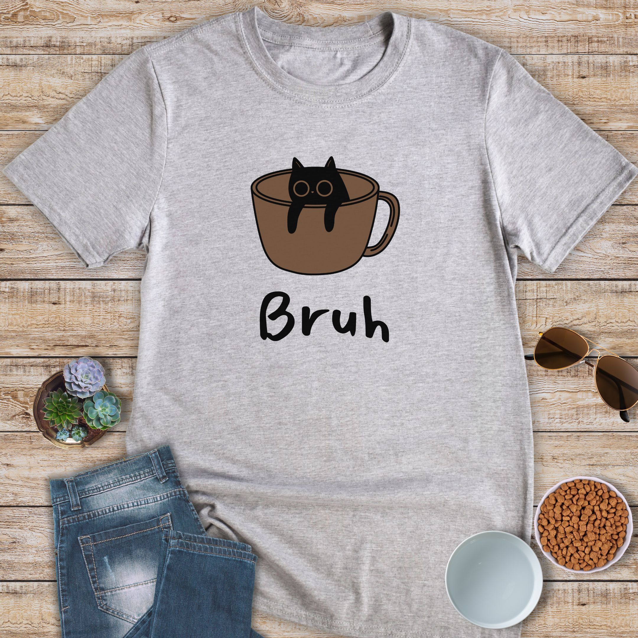 Bruh Coffee Cat T-Shirt