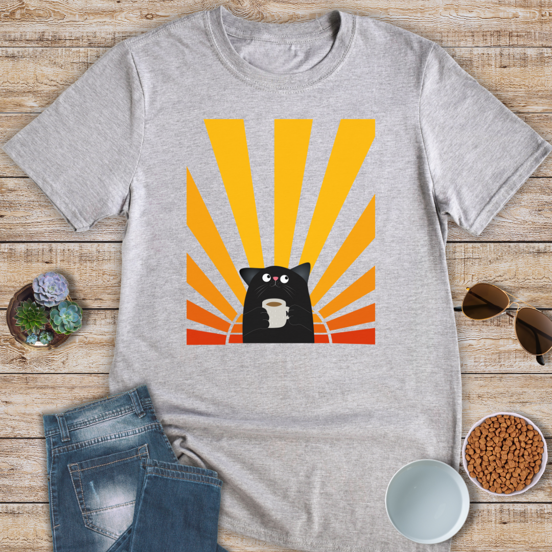 Sunrise and Coffee Cat T-Shirt