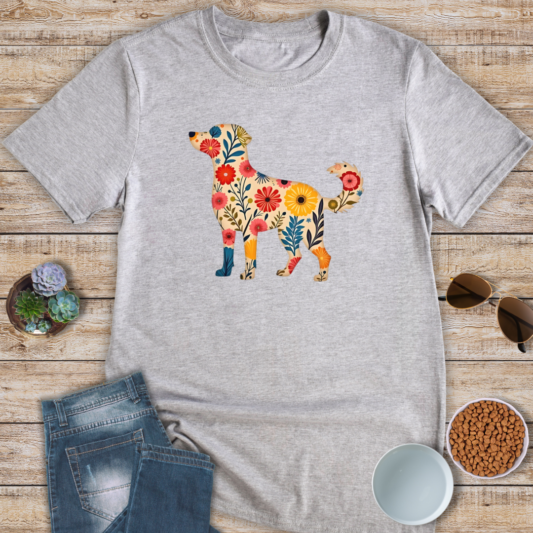 Floral Dog Graphic T-Shirt