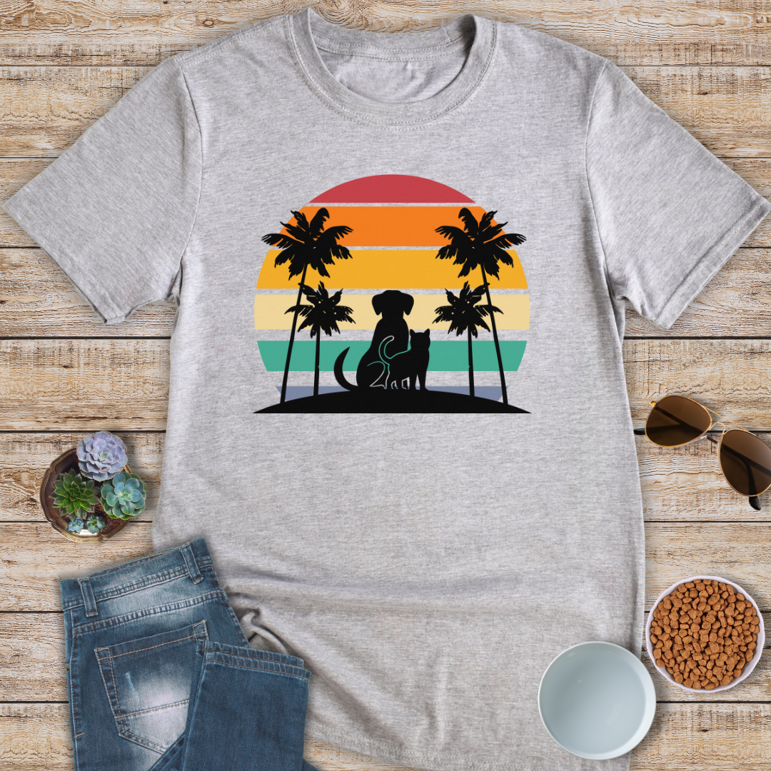 Cat and Dog Sunset T-Shirt